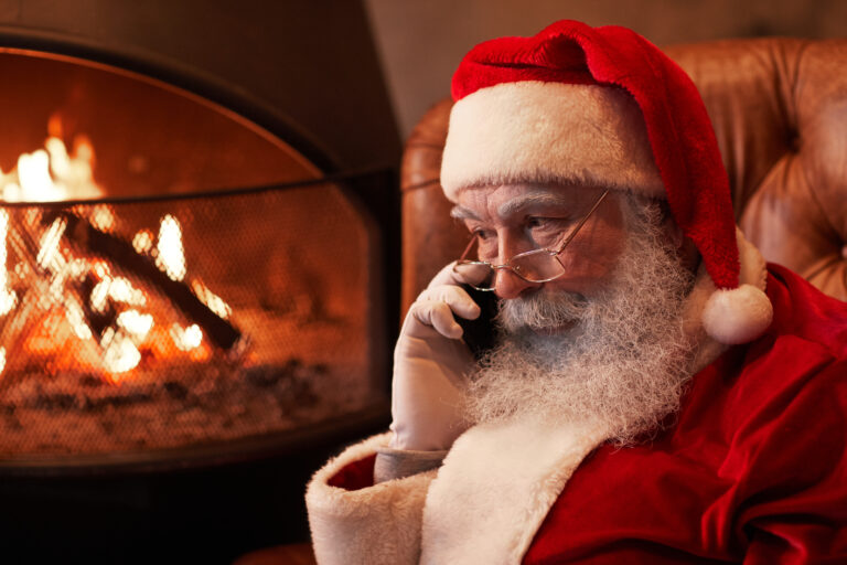 santa talking by phone