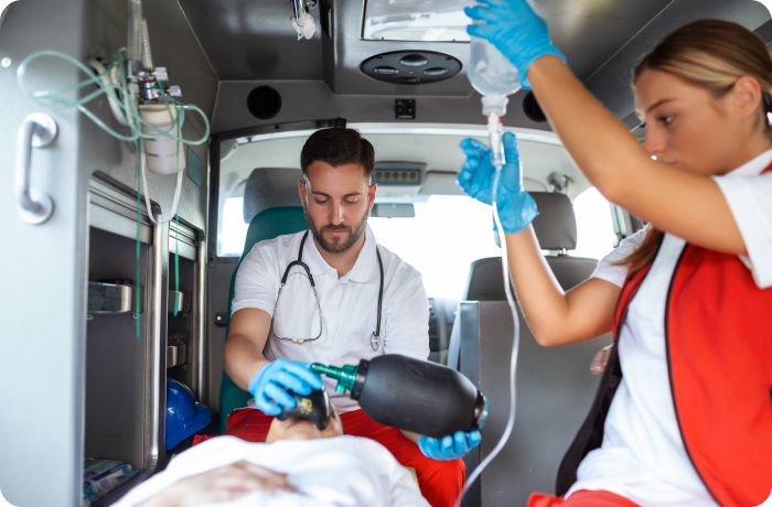 providing medical help in ambulance